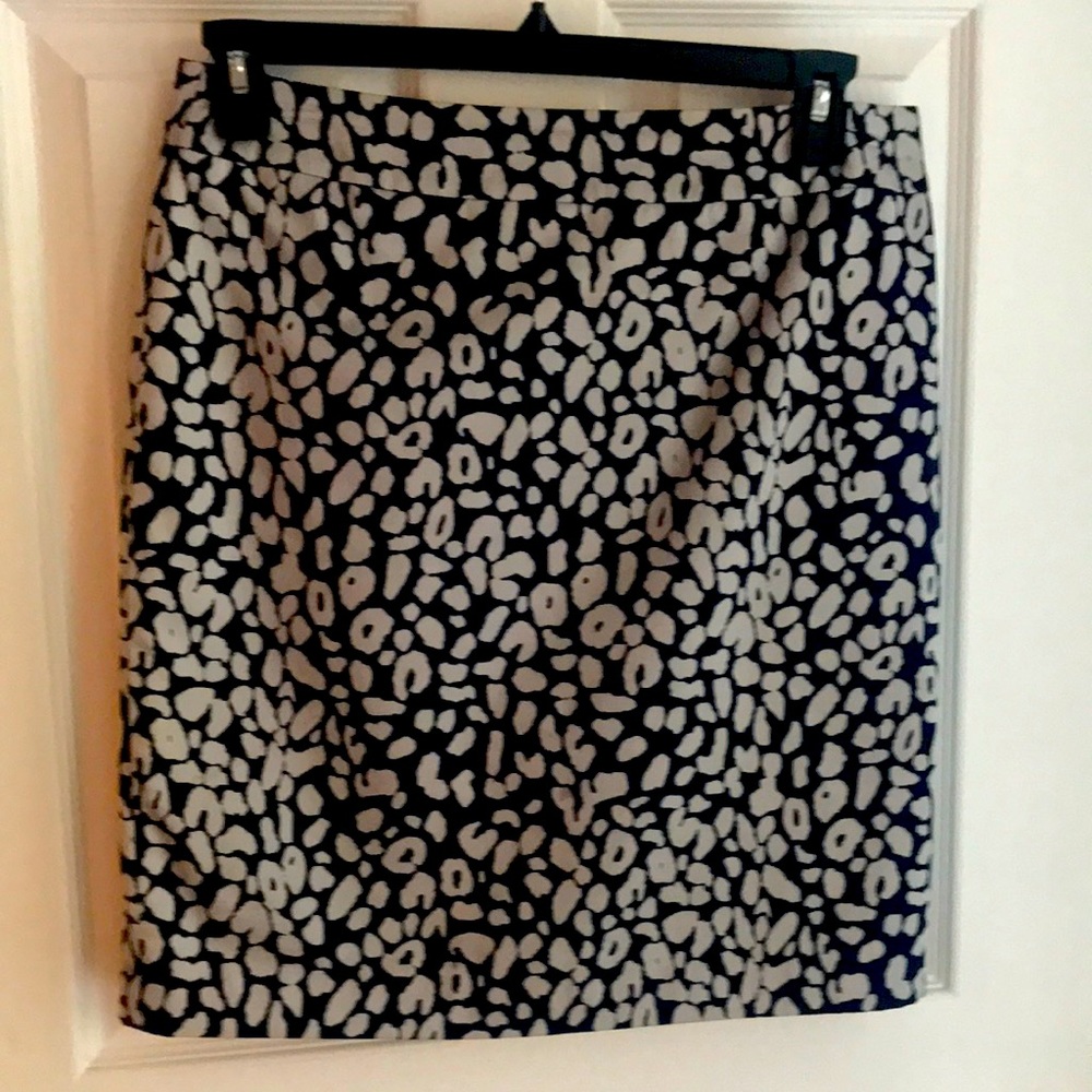Navy Patterned Pencil Skirt, Size 8
